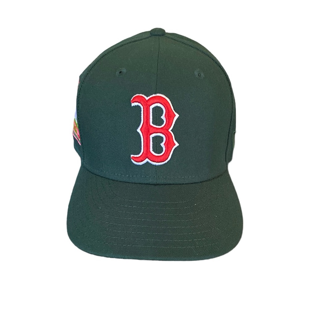 NEW ERA SIDE BOSTON RED SOX HAT SIZE 7 New Hat Club Green Red Brim
